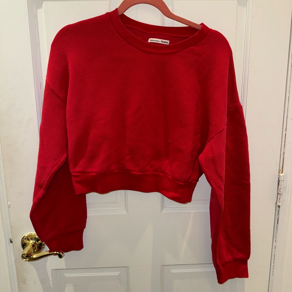 Reformation Red sweatshirt. Size Small, lightweightjt